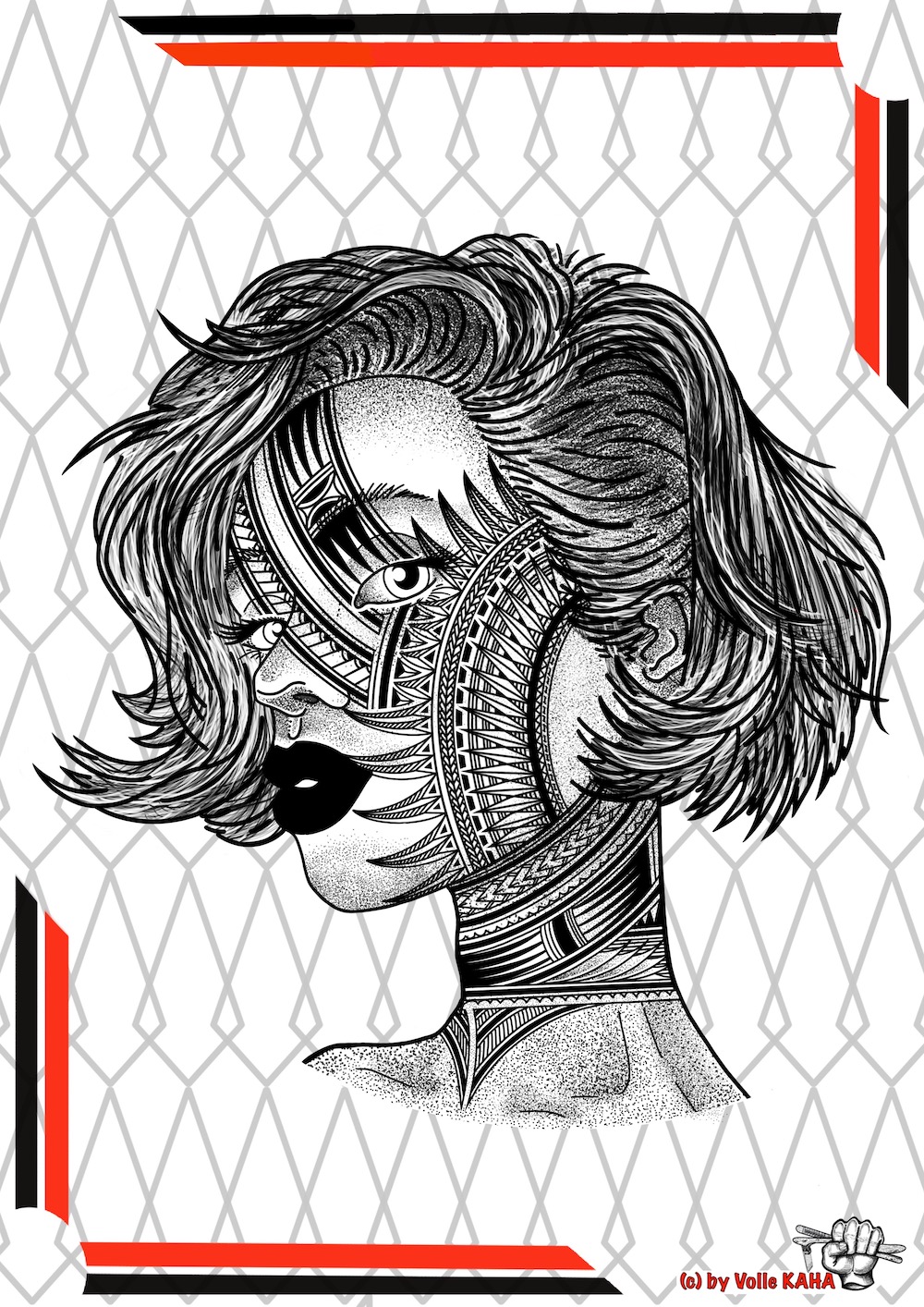 Frau mit Gesichtstattoo